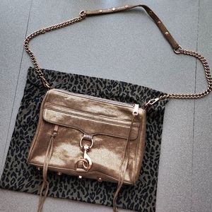 Rebecca Minkoff metallic rose gold leather MAC crossbody bag